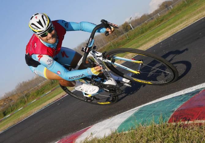 Andrea Guardini takes a tight line on the corner