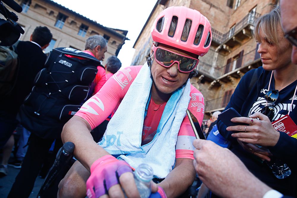 Simon Clarke after finishing 8th at Strade Bianche