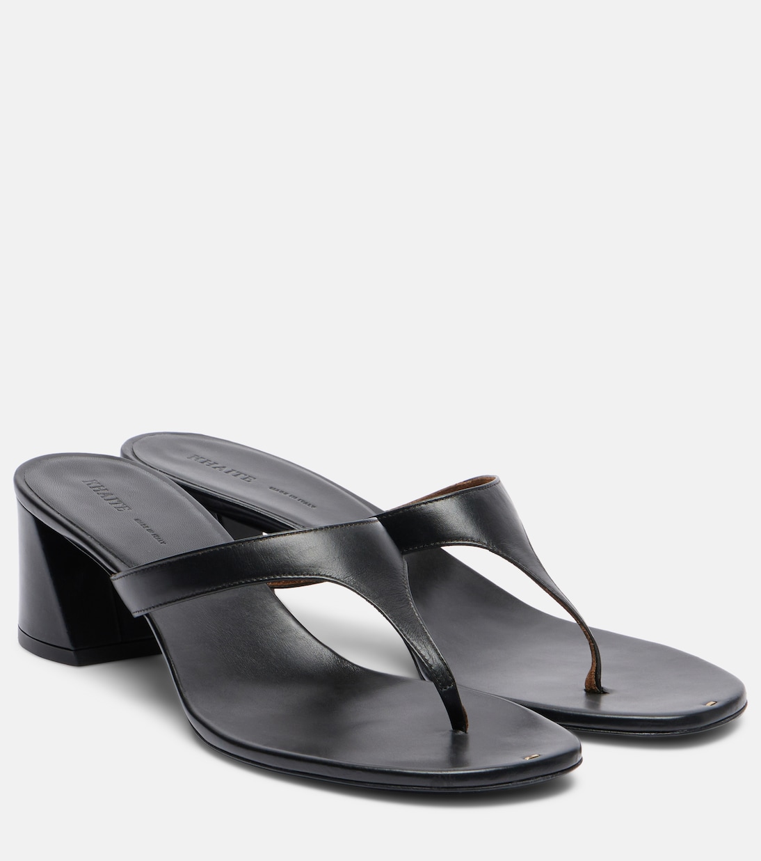 Archer Leather Thong Sandals in Black - Khaite