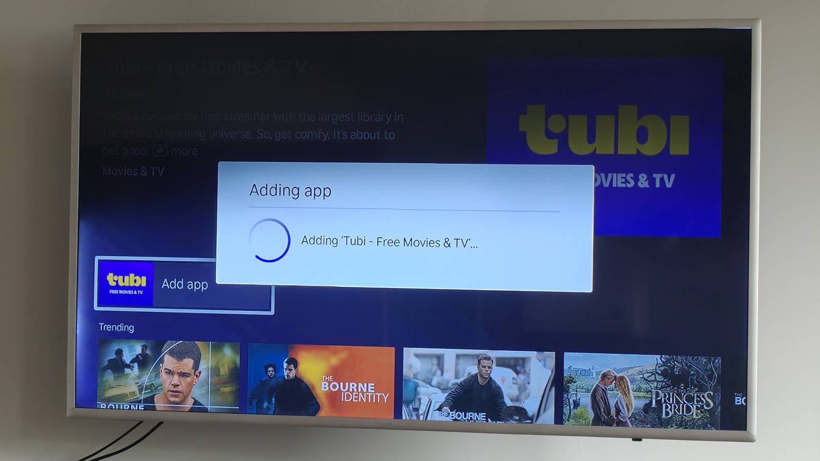 The Roku Streaming Stick adding the Tubi app.