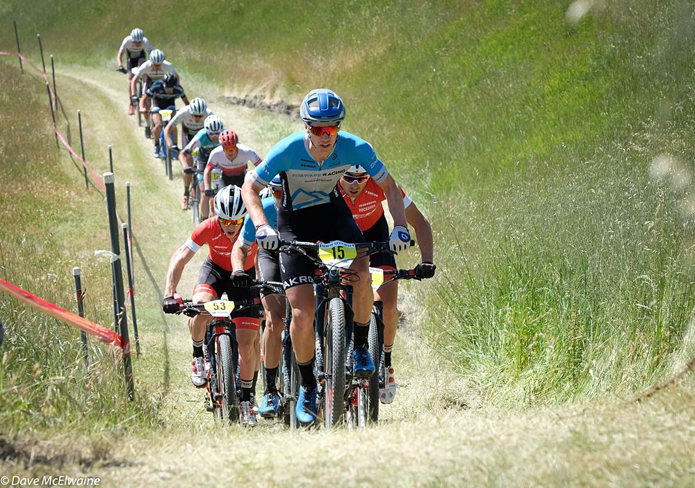 Andrew L'Esperance leading up the climb mid-race