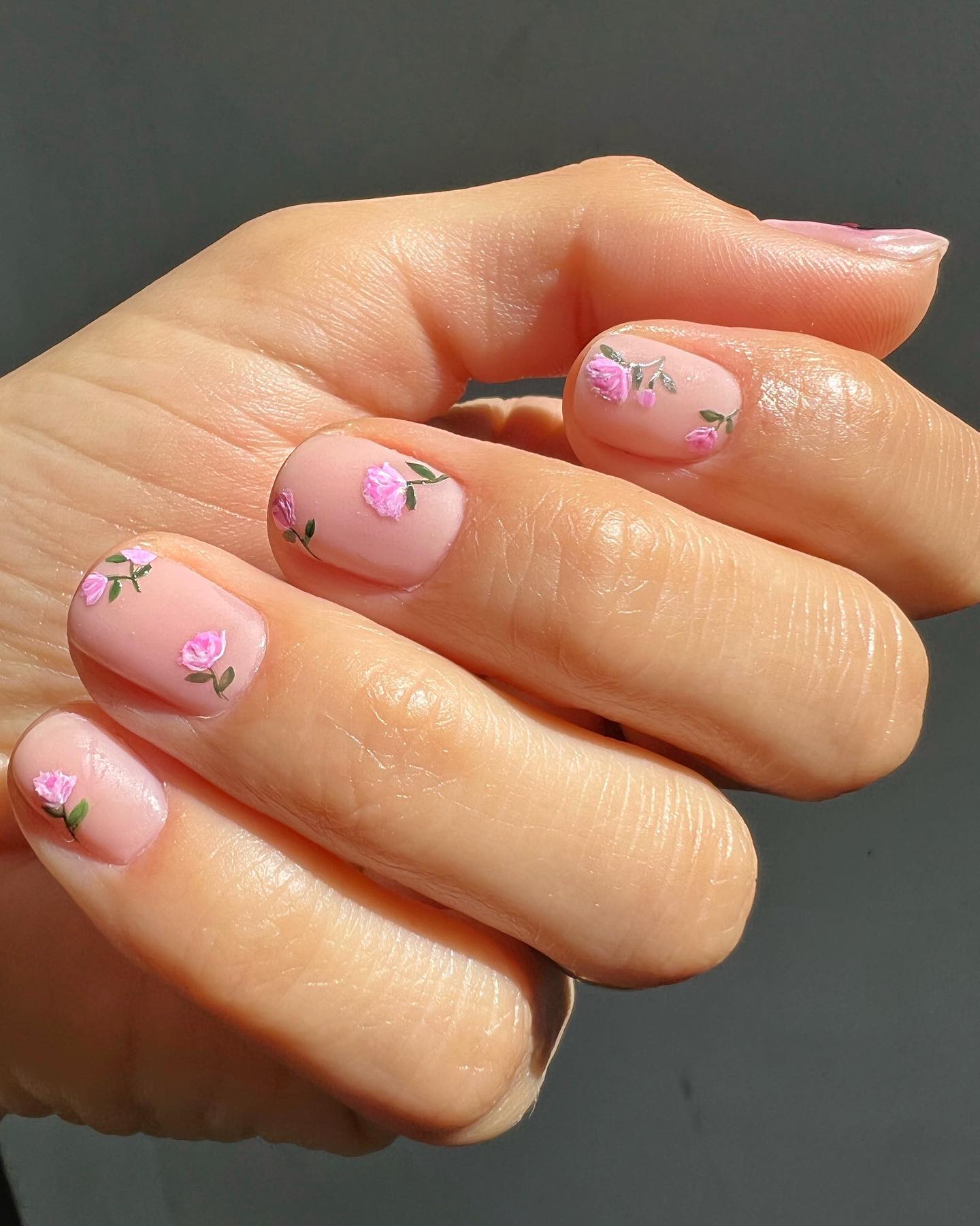Pink rosebud nails by Betina Goldstein