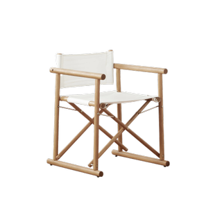 Wooden camp chair with white canvas