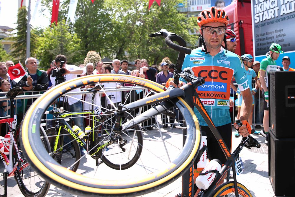Davide Rebellin before the start.