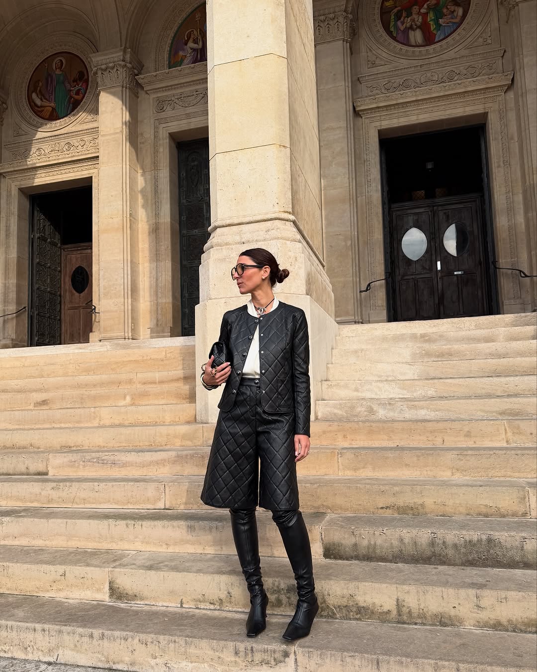 woman wearing bermuda shorts with boots outfit 2025