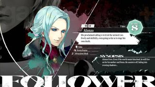 Metaphor Refantazio follower Alonzo info screen