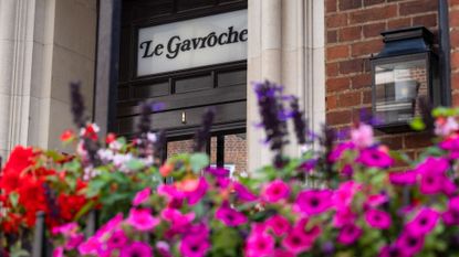 An entrance to Le Gavroche restaurant in the Mayfair district of London