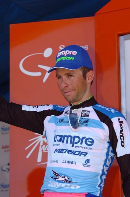 Daniele Pietropolli (Lampre-Merida) on the podium