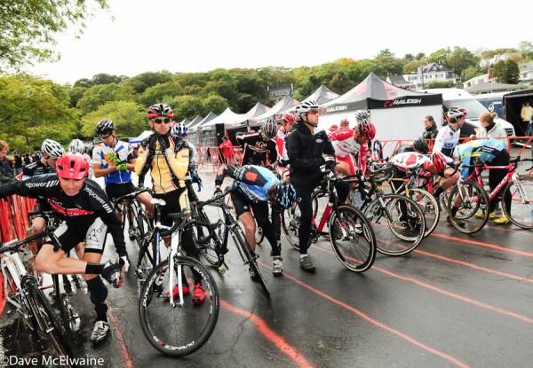 Second row men get ready to race