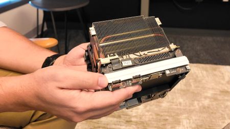 Valve's new Steam Machine during a visit to Valve HQ in Bellevue, Washington. The Steam Machine is a compact living room gaming PC.