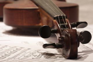 violin with sheet music