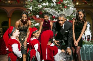 Barack, Michelle, Malia and Sasha Obama, December 2014