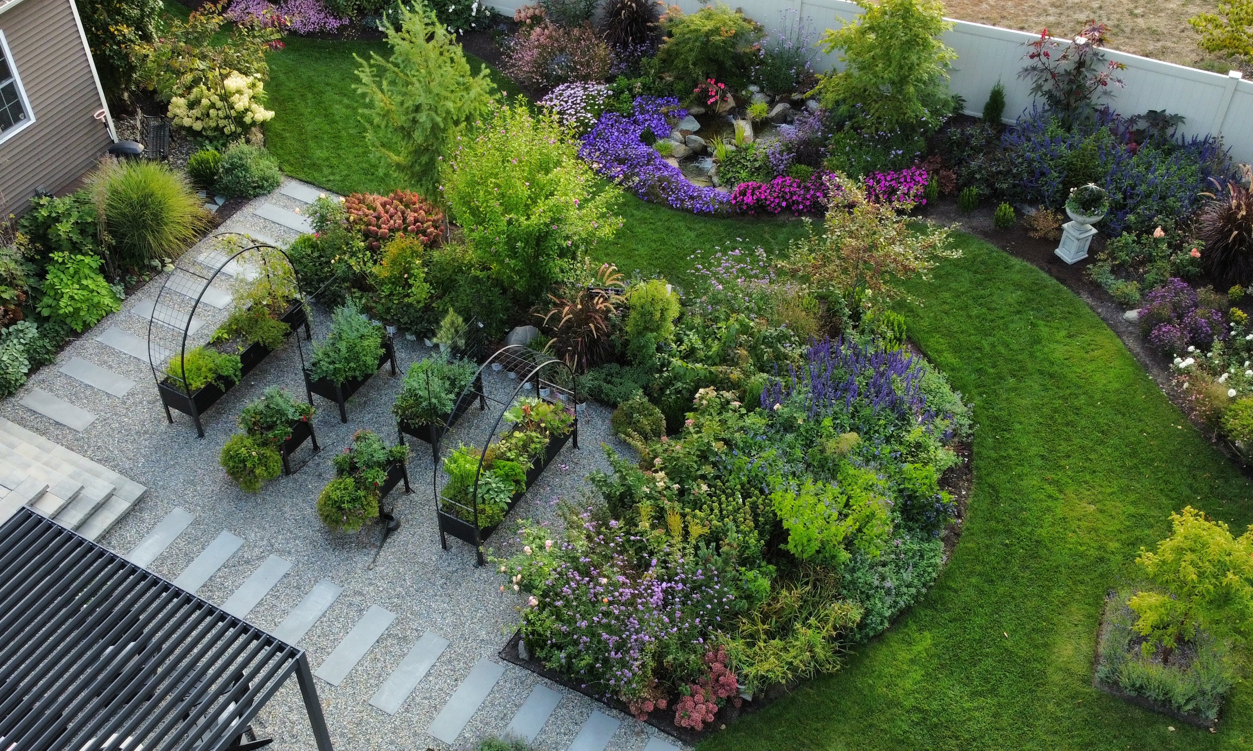 Grow For Me Gardening aerial view of the borders