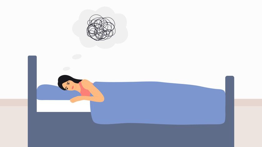 An illustration of a woman lying in her bed in the morning feeling tired. A thought bubble is above her head with squiggly lines to show how groggy she feels