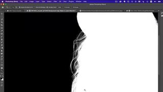 Silhoutte of woman's hair within Photoshop interface