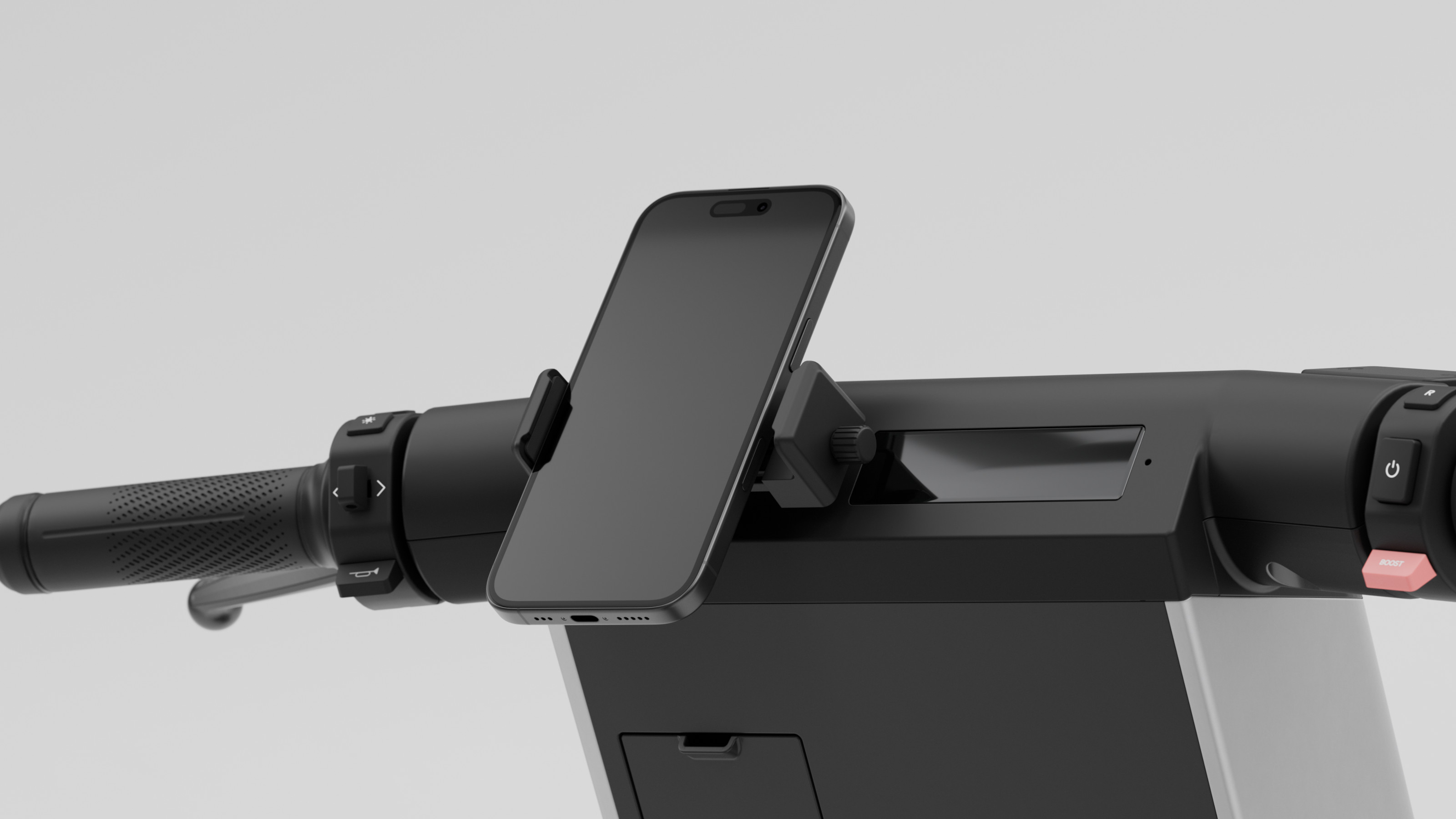 Infinite Machine Olto's dashboard with phone mount