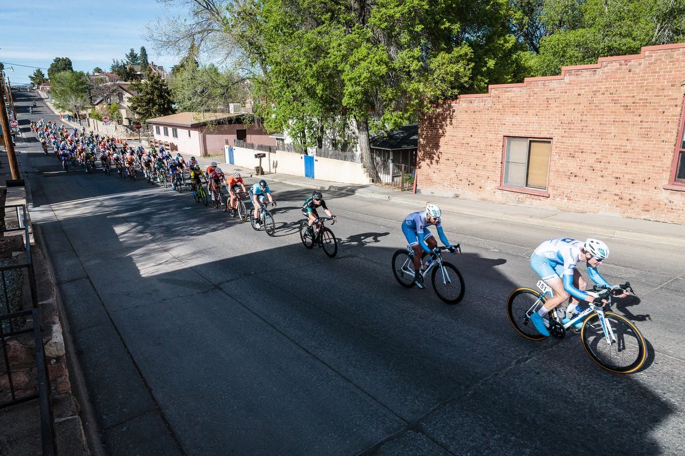The men's peloton in action during stage 4 at the Tour of the Gila