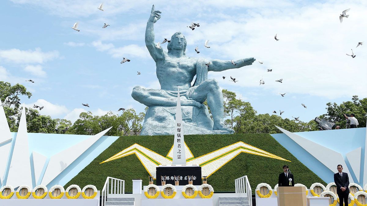 Doves are released during a memorial ceremony in Nagasaki marking 71 years since it was hit by a nuclear bomb