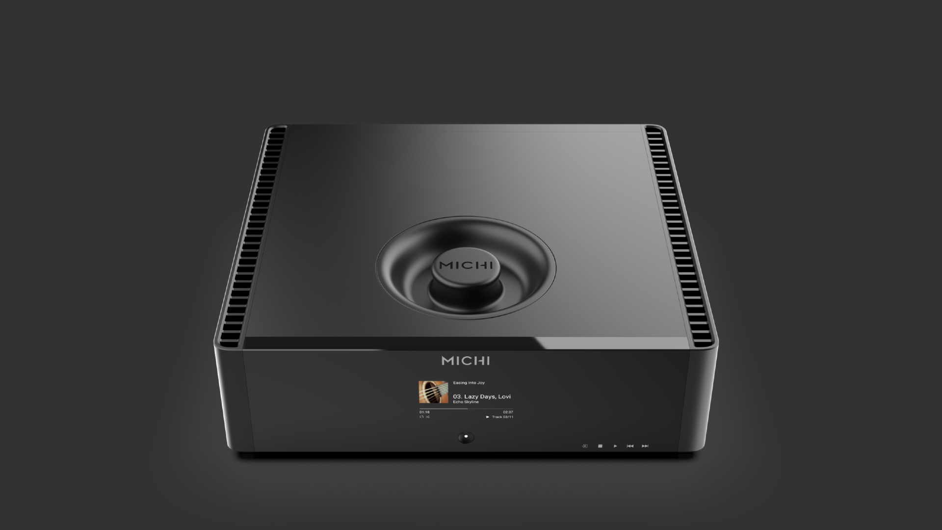 Rotel Michi Q5 Transport DAC on dark background