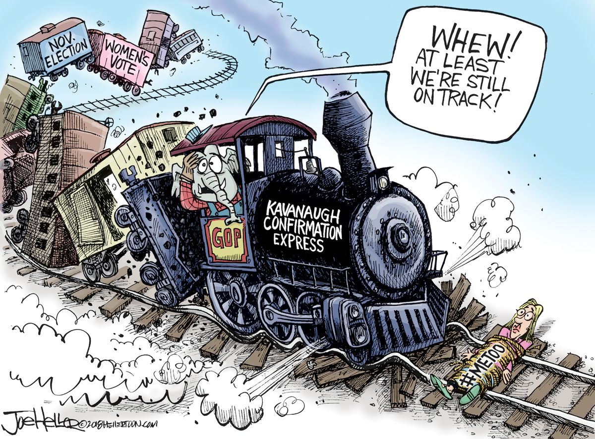 Political cartoon U.S. Brett Kavanaugh supreme court confirmation train ...