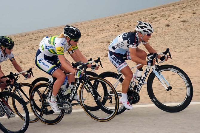 Shelley Olds (TIBCO-To the Top) in action during stage 3 at the Ladies Tour of Qatar.