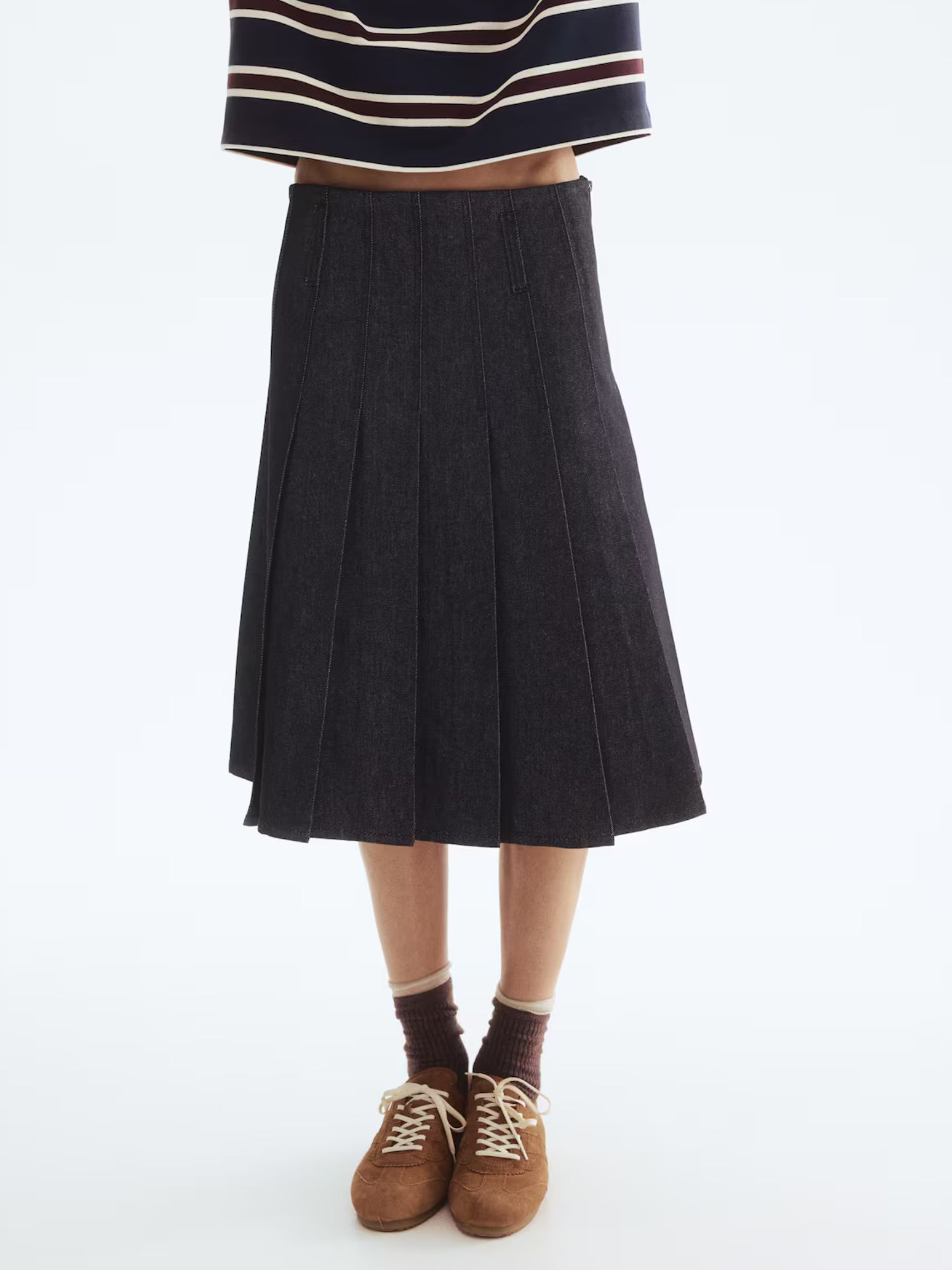 H&M Pleated Denim Skirt