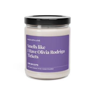 Jar candle with purple label