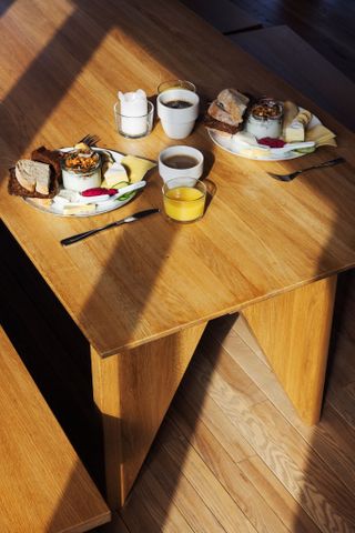 Food on wooden table