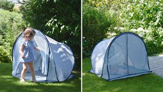 BabyMoov Anti-UV tent in a garden