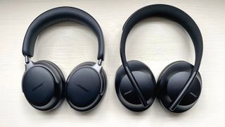 Bose QC Ultra Headphones vs. Bose 700 side-by-side on a bench