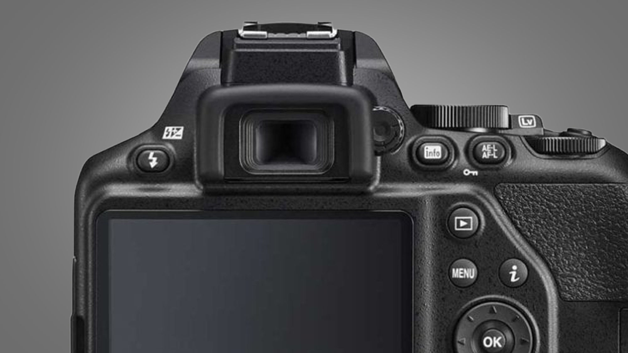 The optical viewfinder of a Nikon DSLR