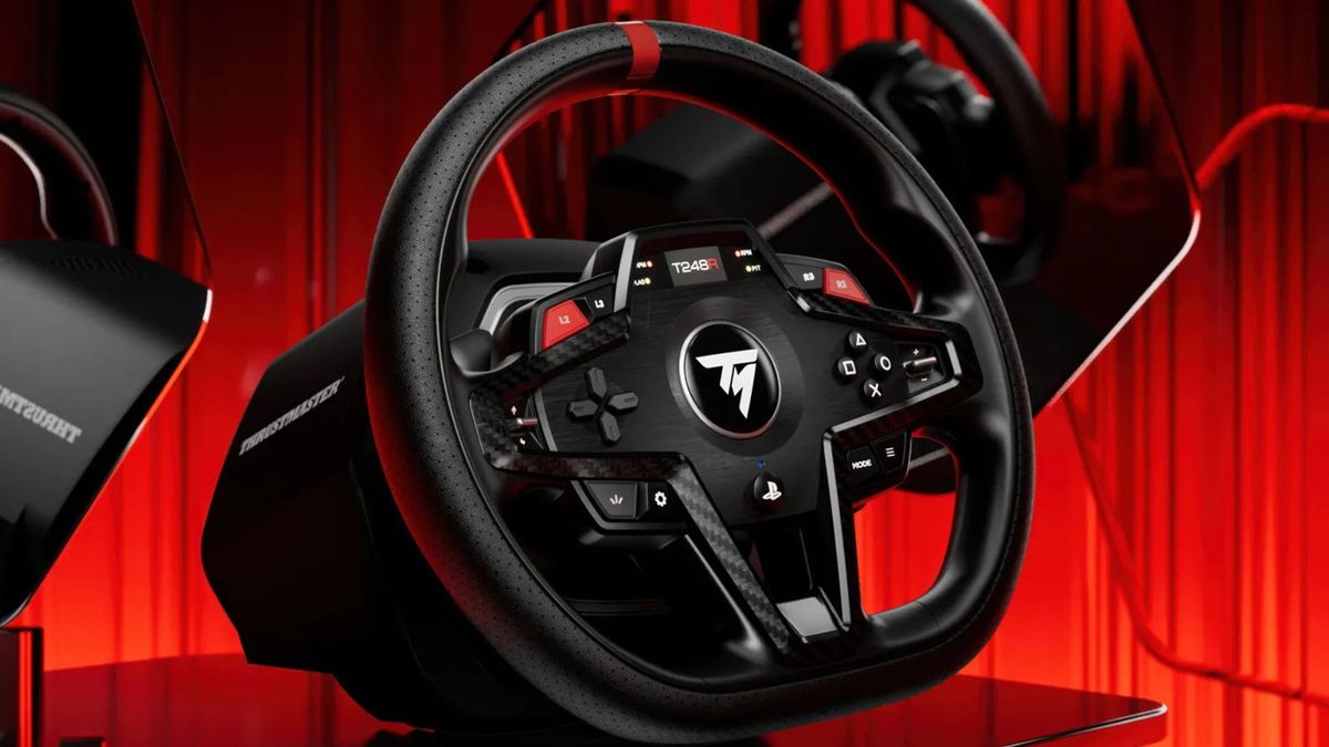 A marketing image of the new Thrustmaster T248R
