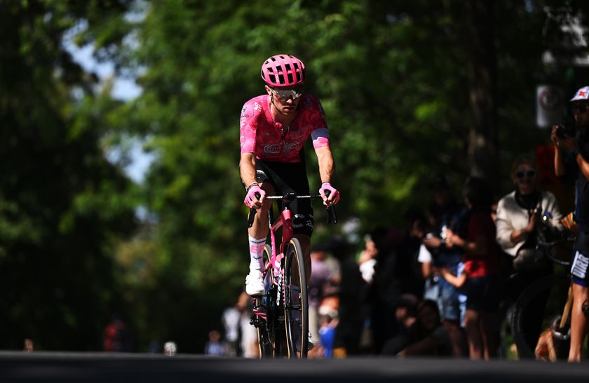 MONTREAL, QUEBEC - SEPTEMBER 14: Owain Doull of Great Britain and Team EF Education Easypost competes during the 14th Grand Prix Cycliste de Montreal 2025 a 209.1km one day race from Montreal to Montreal / #UCIWT / on September 14, 2025 in Montreal, Quebec. (Photo by Szymon Gruchalski/Getty Images)