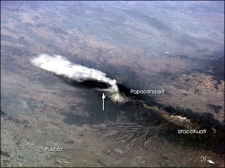 The astronaut crew on the International Space Station Alpha observed and recorded this image as they orbited to the northeast of the volcano.