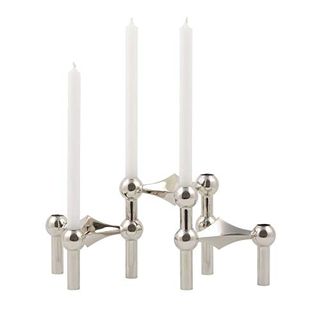 Stoff Nagel Candle Holder, Metal, Silver, 6.5 X 10.2 Cm