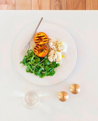 Burrata and grilled peaches recipe from Home Farm Cooking by John Pawson