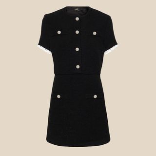 flat lay image of black textured dress