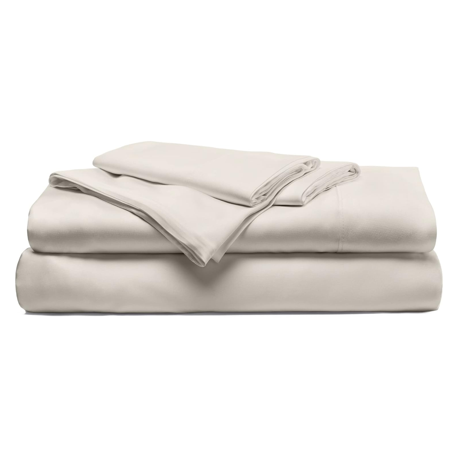 An ivory Cariloha bamboo sheet set from Amazon