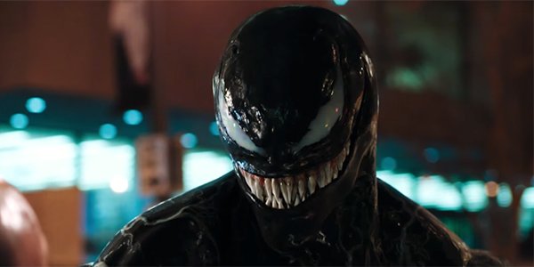 Venom smiling before biting a head off