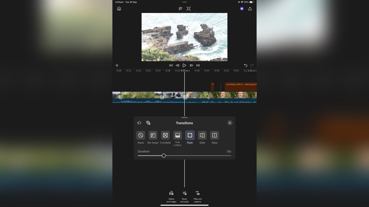 Adobe Premiere on iPhone during our review
