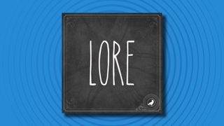 The logo of the Lore podcast on a light blue background