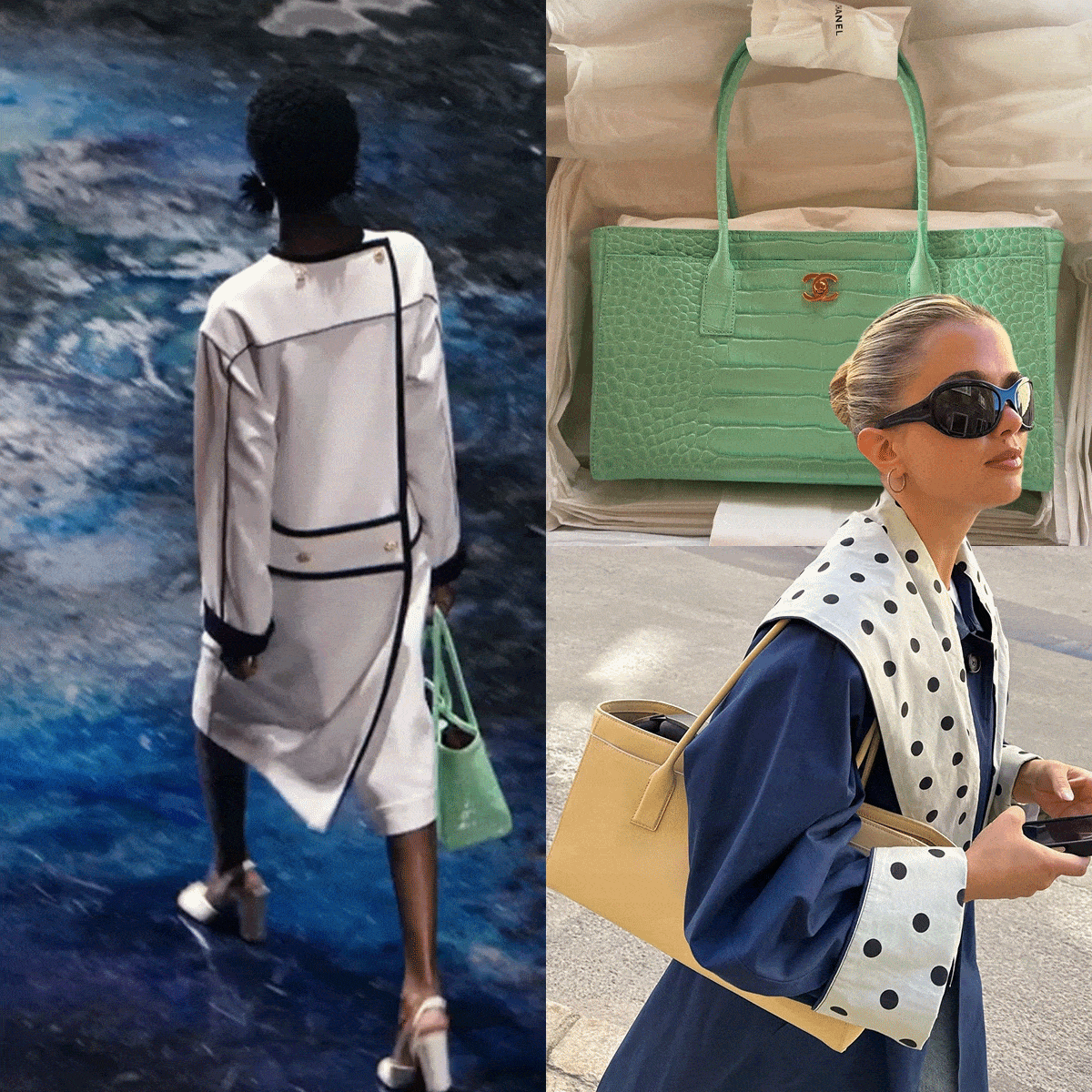 Chanel shopping bag runway and influencer