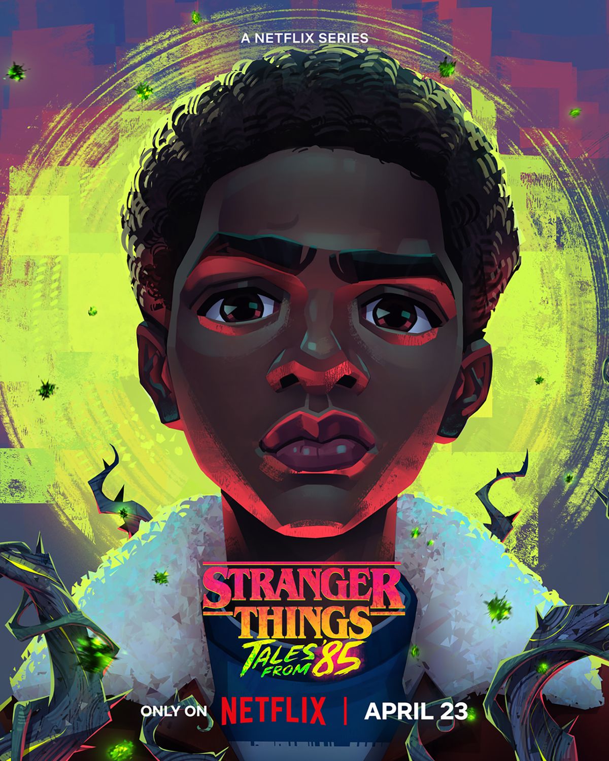 Lucas drawn in bright neon colors