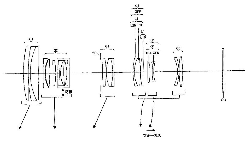 Diagram of a complex optical system with focusing elements, and light paths, illustrating optical configurations