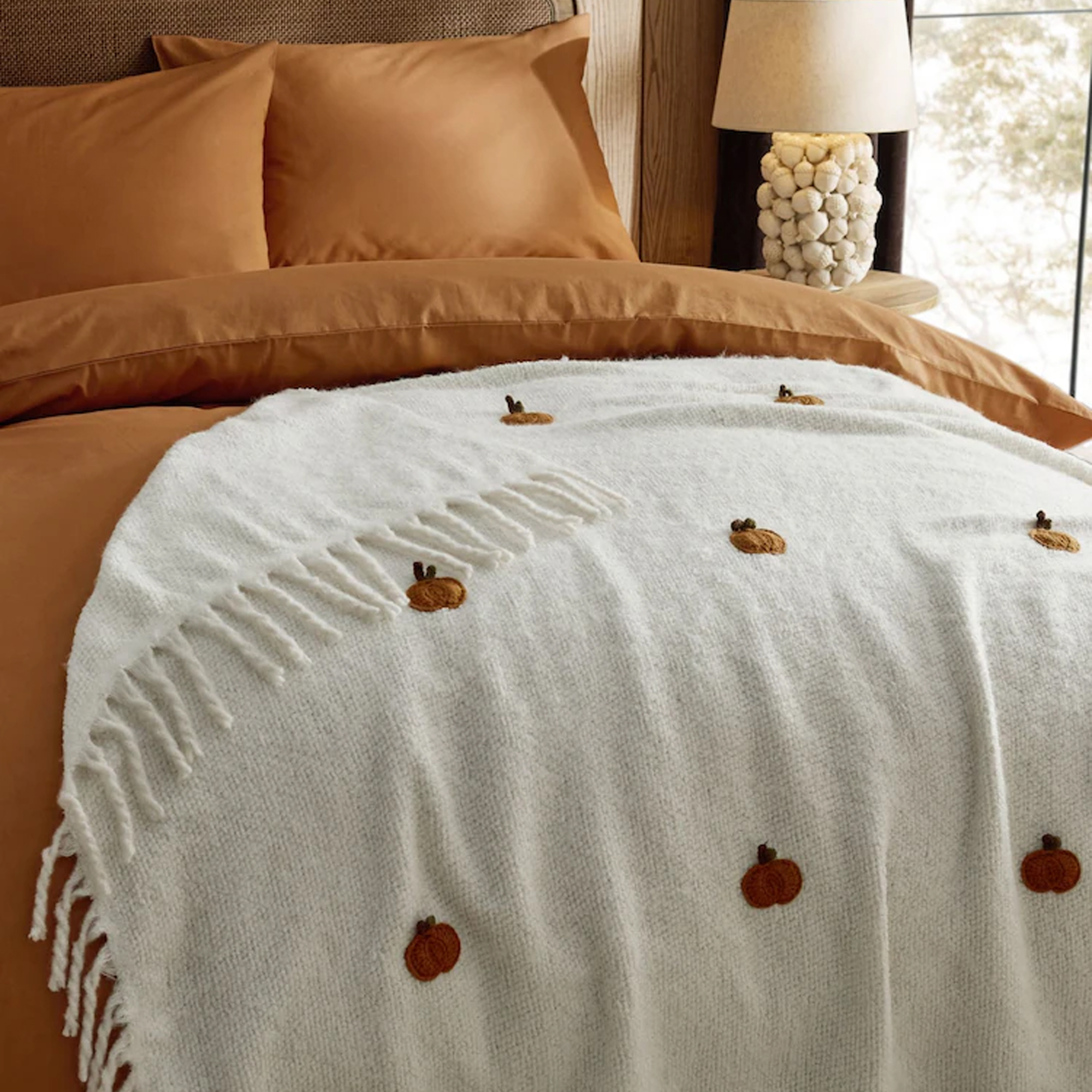 Next, Natural Crochet Pumpkin Throw