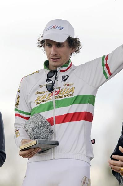 Italian champion Filippo Pozzato wins the special award to the first Italian finisher in memory of Franco Ballerini.