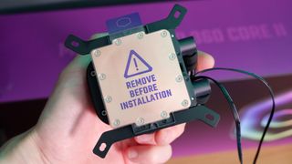 A Cooler Master MasterLiquid 360 Core II liquid cooler set-up on a test bench.