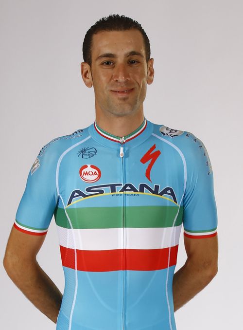 Vincenzo Nibali poses in the 2016 Astana kit