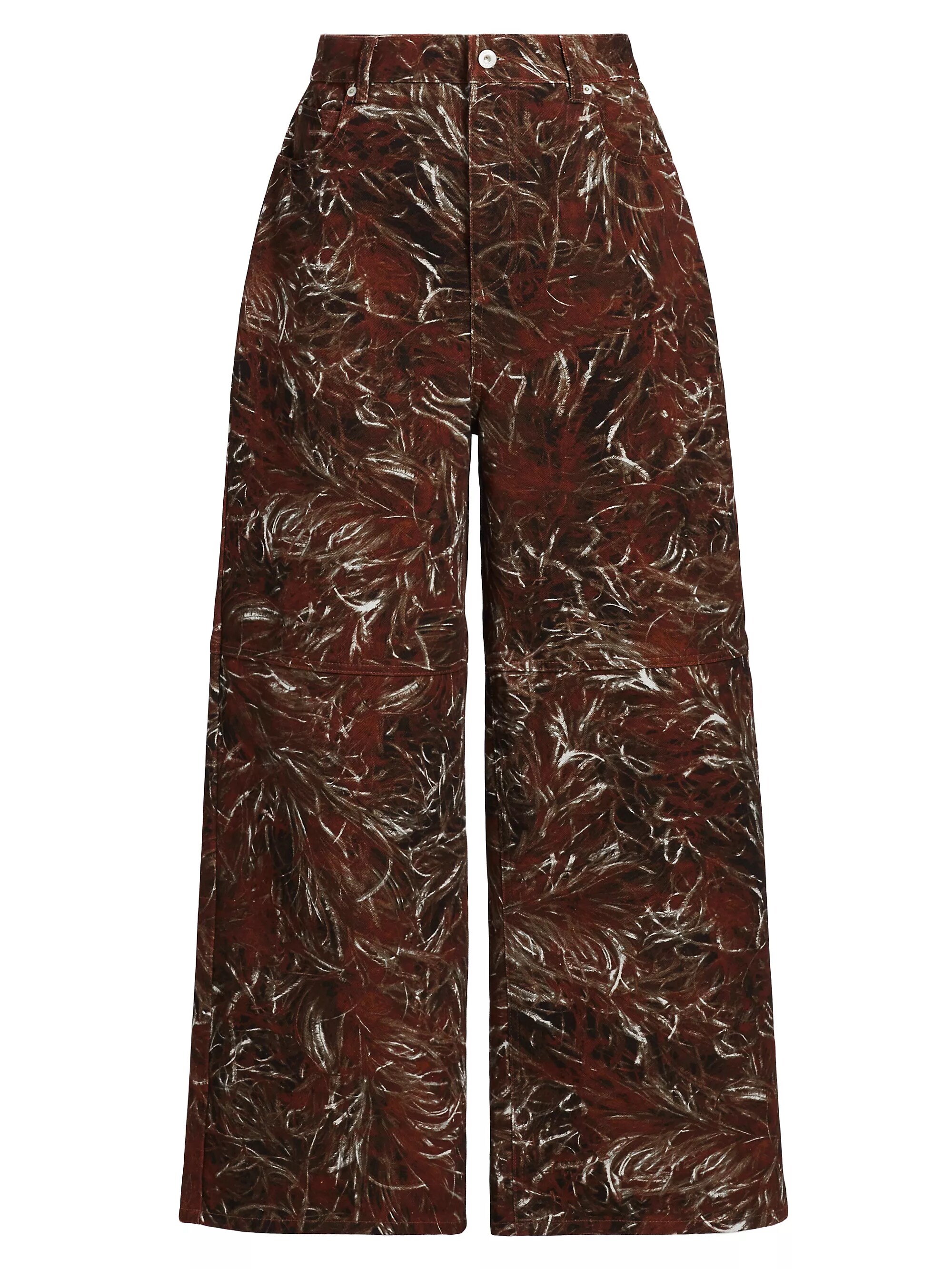 Loewe X Paula&#039;s Ibiza Feather-Print High-Rise Wide-Leg Jeans