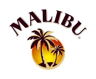 The Malibu logo uses illustration to symbolise laid-back island living